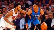 Russ sizes up the New York defense deciding whether to shoot or pass.